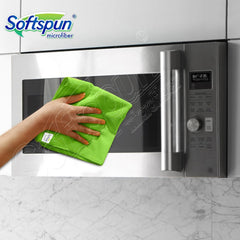 Softspun Microfiber Cloth 340gsm | Super Soft Absorbent Cleaning Towels Cleans & Polishes Everything In Your Home (Pack Of 5)- Green