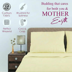 1 Plain Single Flat Bedsheet With 1 Pillow Cover - 54 X 90 Inches, Ivory | Breathable & Skin Friendly Bedsheet | Ideal For Hotel, Guest House, Bedroom