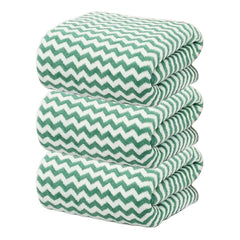 Black Gold The Finer Touch Microfiber Zigzag Bath Towel 1050 Gsm | Soft & Quick Dry Towel Lightweight & Absorbent Use For Men & Women (Peacock Green) - Pack Of 3