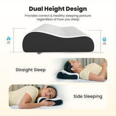 Gel Memory Cervical Neck Pillow For Pain Relief Sleep, White - Queen Size | Improves Posture & Spinal Alignment, Neck Pain Relief Cushion, With Ultra Responsive, Washable Cover - Pack Of 2