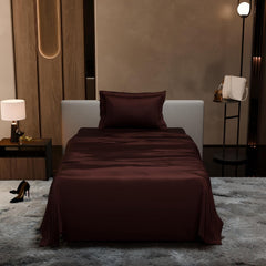 Single Bedsheet With 1 Pillow Cover - 60 X 90 Inches, Dark Brown | Premium Bedding Set, Home Decor, Wedding Gift For Couples, Housewarming, Anniversary