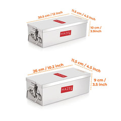 Stainless Steel Jewellery Box Organisers For Women | Cash Box For Home & Shop Counter With Locking System & Glossy Finish, Set Of 2, Small & Large