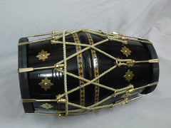 Hand Made Indian Shesham Wood Dholak Drum With Bag - Black & Golden | Perfectly Symmetric Round Dholak - Dholak For Festival, Wedding, Satsang | Very Easy To Tune
