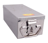 Stainless Steel Jewellery Box Bank Locker Safe Storage Cash Peti Bank Box Container 10.23 Inch, Printed Laser Design, Silver