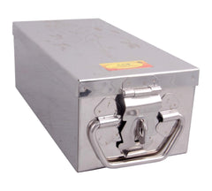 Stainless Steel Jewellery Box Bank Locker Safe Storage Cash Peti Bank Box Container 10.23 Inch, Printed Laser Design, Silver