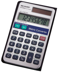 Sharp EL344RB 10-Digit Calculator With Punctuation, Metric Converter, Solar Powered LCD Display, Small Pocket Calculator For Students & Professionals