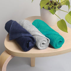 Heelium Bamboo Face Towel 600 Gsm | Ultra Absorbent & Odour-Free 3x Softer Than Cotton Towels | Pack Of 3 -Blue, Teal & Light Grey