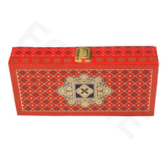 Fancy Shagun Cash Box Or Gaddi Box For Gifting Money On Wedding, New Born Baby, Ring Ceremony Pattern1pc, Material - Wood, Colour - Red Mesh