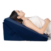 Wedge Pillow For Back Support, Navy Blue Color, XL Size - 24 X 24 X 12 Inch | Adjustable Memory Foam Bed Wedge Pillow For Sleeping, Acid Reflux, Gerd, Snoring, Pregnancy, Velvet Cover