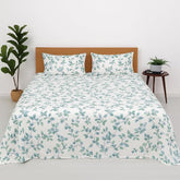 Printed Microfiber Single Bedsheet Include Pillow Covers For A Coordinated & Polished Look - Size 68 X 90 Inch, Blue & White | 186 Thread Count - Ultra-Soft Single Bedsheet