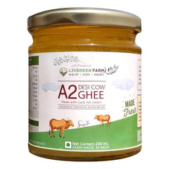 Pure Natural A2 Desi Cow Ghee By Livgreen Farm | Rich In Nutrients & Healthy Bilona Method Pure Desi Ghee Good For Weight Loss | (200ml) 6.7 Ounce | Jar Pack