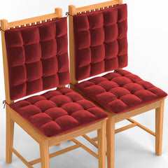 Square Chair Pads Cushion, For Comfortable Sitting, Maroon Color - 40 X 40 Cm | Seat Cushions With Ties For Sitting, Pooja, Dining & Office Table | Furniture Cushion, Washable - Pack Of 4