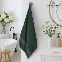 Earthy Fables Basic Bath Towel Pure Carded Cotton, Soft, Absorbent, Quick Dry & Skin-Friendly Towel, 400 Gsm (Dusty Green)