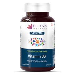 Bliss Welness Vitabliss Vitamin D3 For Healthy Immune System And Bone, Teeth & Heart Health | 60 Tablets , 100gm 0.2lbs