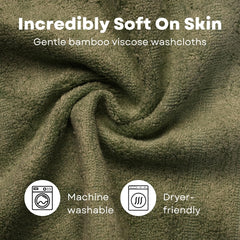 Caimla Luxury 100% Bamboo Face Towel 550 Gsm | Ultra-Soft, Highly Absorbent & Eco-Friendly Towels - Best For Newborn Babies - Pack Of 3 (Green)