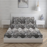 Cotton Bedsheet For King Size With Pillow Cover Set - 108x108 Inches, White & Black | Breathable & Light Weight, All Season Comfort-Ideal For Daily Use & Gifting Bedsheet