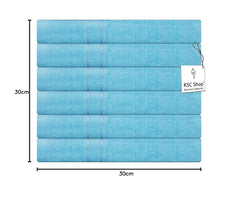 Ksc Shop Premium Luxury Cotton Face Towel 900 Gsm | Ultra Soft Highly Absorbent Face Towel (Blue) - Pack Of 6