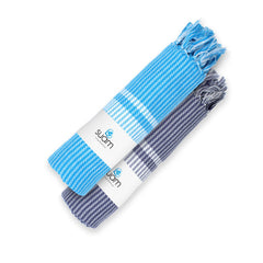 Suam Poppy Pure Cotton Towel 400 Gsm | Lightweight, Quick Dry 220 Tc Luxury Bath Towel For Beach & Gym (Flint Grey & Blizzard Blue)- Pack Of 2