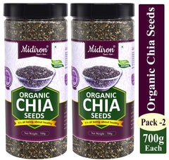 Midiron Raw Chia Seed For Weight Management Chia Whole Seeds For Weight Loss With Omega 3, Protein & Fiber, Natural Chia Seed Edible, Diet Snacks, Immunity Booster | 700gm 1.5lbs Each Pack Of 2