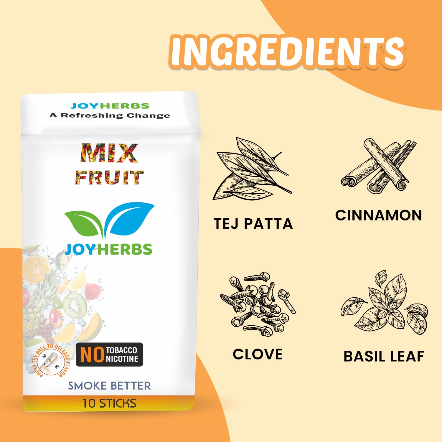 Ayurvedic Herbs Tobacco Alternatives | Non Addictive - Refreshing Breeze Mix Fruit Flavour Smoke 20 Sticks - Tobacco & Nicotine Free Combo Pack Ayurvedic Herbs Tobacco Alternatives | Non Addictive - Refreshing Breeze Mix Fruit Flavour Smoke 20 Sticks - Tobacco & Nicotine Free Combo Pack