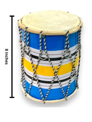 Indian Handmade Rope & Ring Dholak - Multicolor | Perfectly Symmetric Round Dholak - Dholak For Festival, Wedding, Satsang | Very Easy To Tune