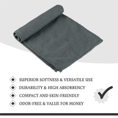 Kuber Industries Super Absorbent & Reusable Microfibre Face Towel 900 Gsm (Plain Ash Grey) - Pack Of 6