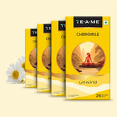 TE-A-ME Unwind Chamomile Tea - Pack Of 4 X 25 Infusion Tea Bags | Chamomile Tea For Good Sleep - Caffeine Free, Biodegradable | Packaging Might Vary