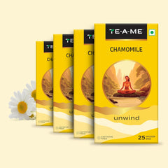TE-A-ME Unwind Chamomile Tea - Pack Of 4 X 25 Infusion Tea Bags | Chamomile Tea For Good Sleep - Caffeine Free, Biodegradable | Packaging Might Vary