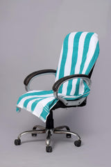 Roman Home Solid Large Luxury All Car Seats & All Office Chair Towel With Tie Knot & Elistick 450 Gsm - (Aqua Blue & White)