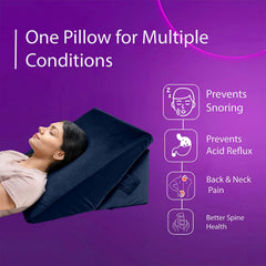 Wedge Cushion, Memory Foam Leg Pillow For Sleeping, Acid Reflux - Dark Blue | Back Support Pillow For Bed, For Sitting Wedge Pillow, Multi-Purpose Use | For Head & Neck Support Pillow