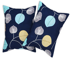 Elastic Fitted Double Bedsheets For Queen Size With 2 Pillow Covers - Size 72 X 68 X 6 Inches, Navy Blue | Double Bed With Corner Elastic | Wrinkle Free Super Soft Floral Breathable