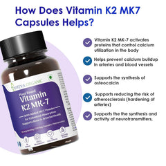 Viteva Organic Vitamin K2 , 100% Vegetarian Plant Based Vitamin K2 Mk - 7 With Mct Powder, For Optimal Calcium Absorption Benefits In Bone Health - 55mcg | 120 Veg Capsules , 200gm 0.4lbs