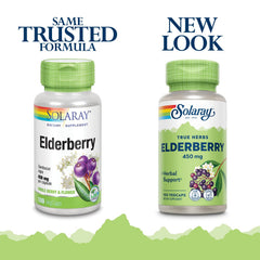 Solaray Elderberry Berries & Flowers Capsules, 450mg, Help Your Body Fight Off The Common Cold | 100 Veg Capsules 100gm 0.2lbs