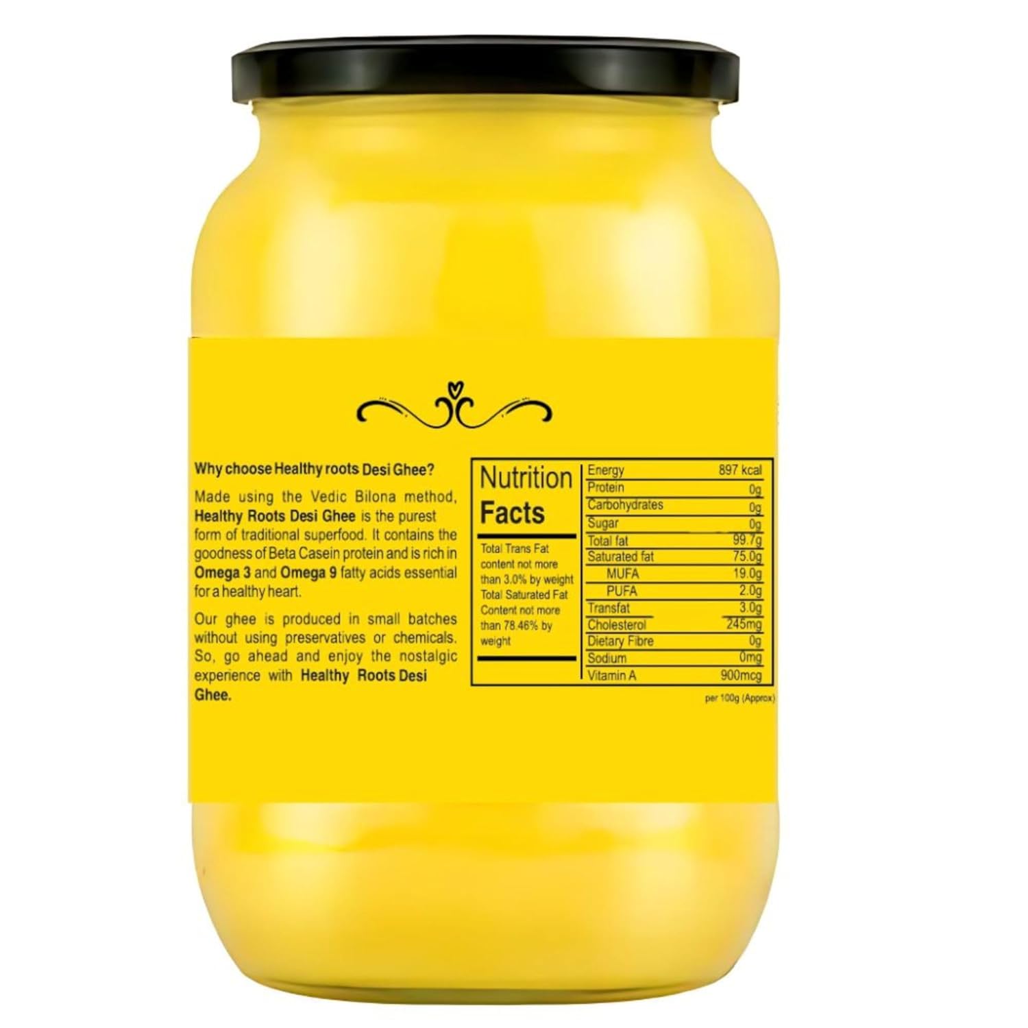 100% Pure A2 Desi Cow Ghee By Healthy Roots | Natural & Healthy Gir Cow Cultured Desi Ghee Protact Eyesight | (500ml) 16.9 Ounce | Jar Pack 100% Pure A2 Desi Cow Ghee By Healthy Roots | Natural & Healthy Gir Cow Cultured Desi Ghee Protact Eyesight | (500ml) 16.9 Ounce | Jar Pack