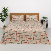 Cotton Double Bedsheet With 2 Pillow Covers 100% Pure Cotton - 90 X 100 Inches, Cream | Soft & Breathable Perfect For Gifting On Weddings Bedsheet