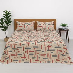 Cotton Double Bedsheet With 2 Pillow Covers 100% Pure Cotton - 90 X 100 Inches, Cream | Soft & Breathable Perfect For Gifting On Weddings Bedsheet