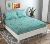 1 Fitted Double Bed Bedsheet With 2 Pillow Cover - 86 X 86 Inches, Sea Green | 120 Thread Count Soft Brushed Microfiber - Breathable & Wrinkle Free