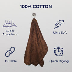Nive Home Linens 100% Cotton Hand Towel 400 Gsm | Ultra Soft, Thick & Super Absorbent, Quick Dry Hand Towel (Dark Beige & Dark Brown) - 2 Pcs