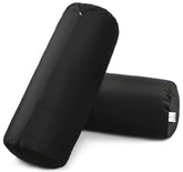 Microfiber Bolster Pillow For Bed & Sofa, Side, Diwan, Black - 10 X 25 Inch | Round Side Pillow | Light, Soft & Fluffy For Neck & Back Support | Washable, Velvet Cover With Zip - Set Of 2