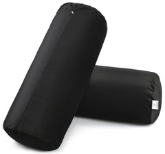 Microfiber Bolster Pillow For Bed & Sofa, Side, Diwan, Black - 10 X 25 Inch | Round Side Pillow | Light, Soft & Fluffy For Neck & Back Support | Washable, Velvet Cover With Zip - Set Of 2