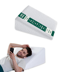 Bed Wedge Pillow For Sleeping, Leg Elevation Memory Foam Pillow, White, King Size - 20 L X 20 W X 7 H Inch | HR Foam Pillow With Removable Cover | Eco-Friendly, Compressible, Pain Relief