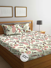 Printed King Size Double Bed Bedsheet With 2 Pillow Cover | 72 X 78 Inches, Multicolor | All Around Elastic Fitted Bedsheet | Softness & Comfortable Rest In Any Season
