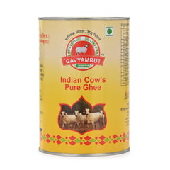 Premium Indian Desi Cow Ghee By Gavyamrut | Great Source Of Healthy & Nutrients Desi Cow Ghee Good For Sweets | (1 Litr) 33.8 Ounce | Tin Pack