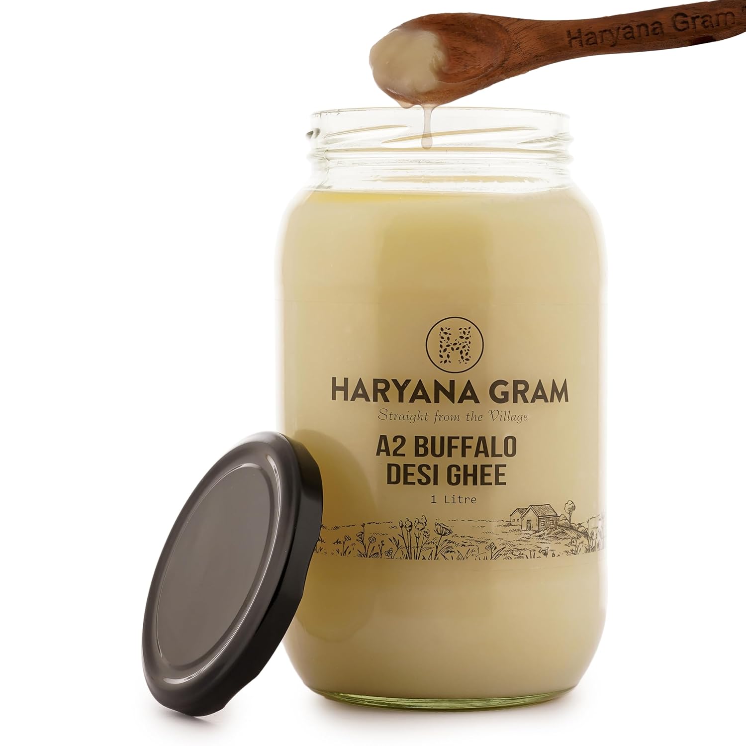 Pure A2 Buffalo Desi Ghee By Haryana Gram | Rich In Vitamin A, D & Minerals Healthy Desi Ghee Good For Glowing Skin | (1 Litre) 33.8 Ounce | Jar Pack Pure A2 Buffalo Desi Ghee By Haryana Gram | Rich In Vitamin A, D & Minerals Healthy Desi Ghee Good For Glowing Skin | (1 Litre) 33.8 Ounce | Jar Pack