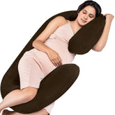 Full Body C Shape Pregnancy Pillow For Women, Maternity Pillow, Brown Color | Pillow Gift For Pregnancy Sleeping, Premium Velvet Cover With Zip | Adjustable, Relieves Pain, Multipurpose
