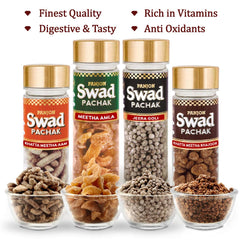 Panjon Swad Pachak Meetha Amla, Special Jeera Goli, Khatta Meetha Khajoor & Khatta Meetha Aam 560gm, (140gm *4 Bottles) Combo Pack