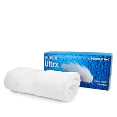 Bombay Dyeing Super Ultrx Zero Twist Plain Dyed 100% Cotton Bath Towel 600 Gsm (White)