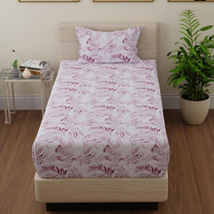 Cotton Single Bedsheets With 1 Pillow Covers - 55 X 88 Inches, Maroon & White | Ideal For House - Bedroom, Guest Room, Perfect Gift For Festivals