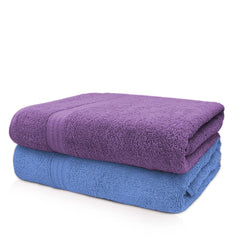 Sassoon Anatolia 100% Cotton Xl Bath Towel 1000 Gsm | Extra Soft, Quick Drying & Super Absorbent Bath Towel (Purple & Heaven) - 2 Piece
