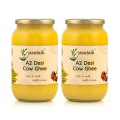 100% Natural A2 Desi Cow Ghee By Kasutam | Rich In Vitamins, Minerals Healthy Desi Cow Ghee Perfect For Overall Health | 2 Litre (1 Litr * 2) 67.6 Ounce | Jar Pack